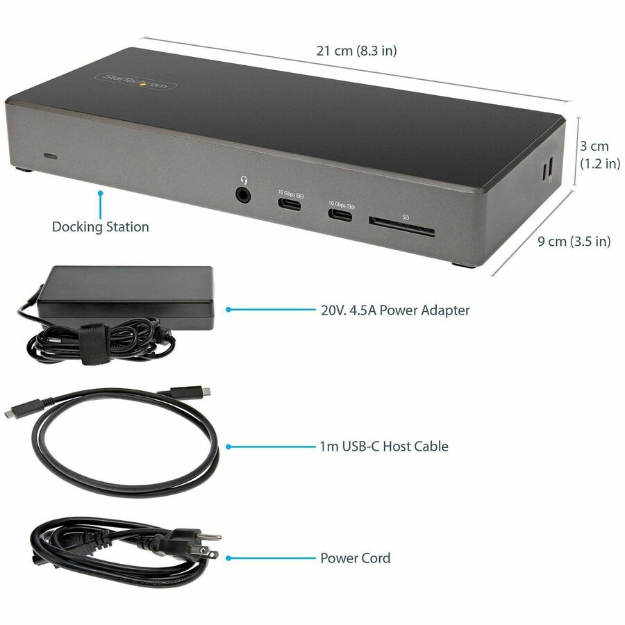 StarTech.com USB C Dock, Triple 4K Monitor USB-C Docking Station with DP 1.4 & DSC, 2x DisplayPort & 1x HDMI, 100W PD, 6x USB (2x 10Gbps)