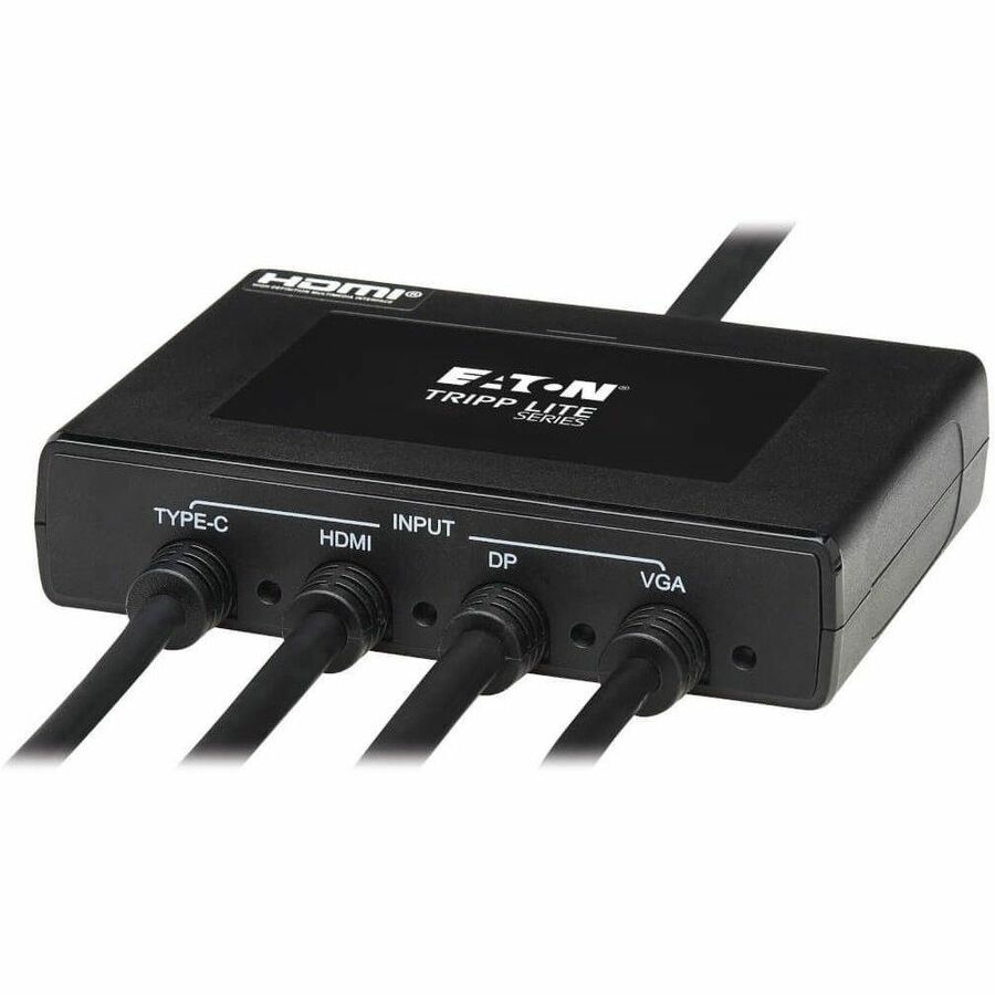 Eaton Tripp Lite Series 4-Port Presentation Adapter, 4K 60 Hz (4:4:4) HDMI, DP, USB-C and 1080p VGA to HDMI, Built-In Cables, TAA