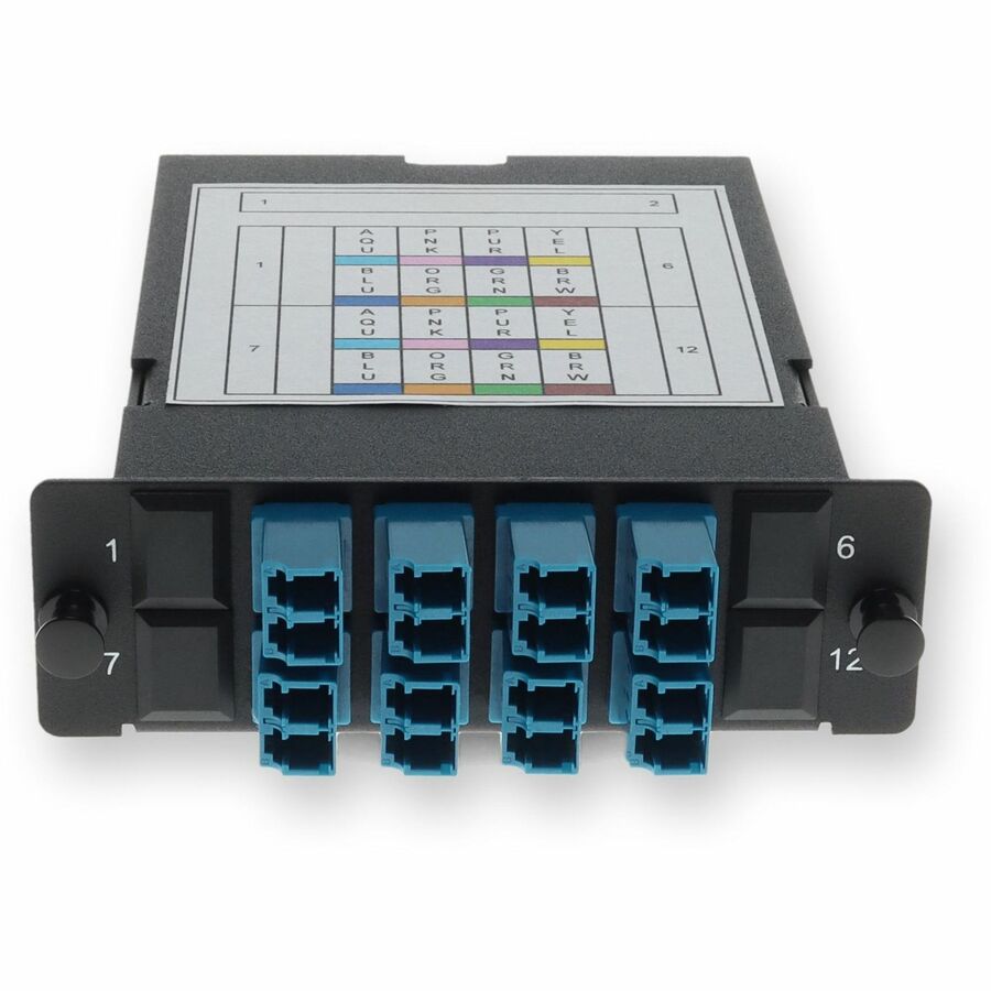 AddOn 4-Bay Cassette 2x 12-Fiber MPO In, 8 LC Duplex Out, Single-mode Duplex OS2