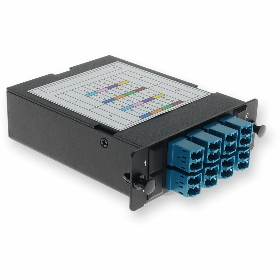 AddOn 4-Bay Cassette 2x 12-Fiber MPO In, 8 LC Duplex Out, Single-mode Duplex OS2
