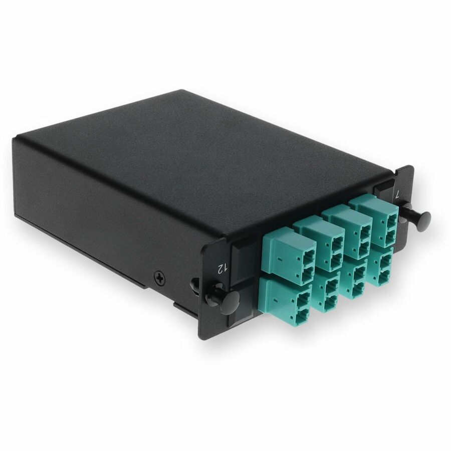 AddOn 4-Bay Cassette 2x 12-Fiber MPO In, 8 LC Duplex Out, Multi-mode Duplex OM4