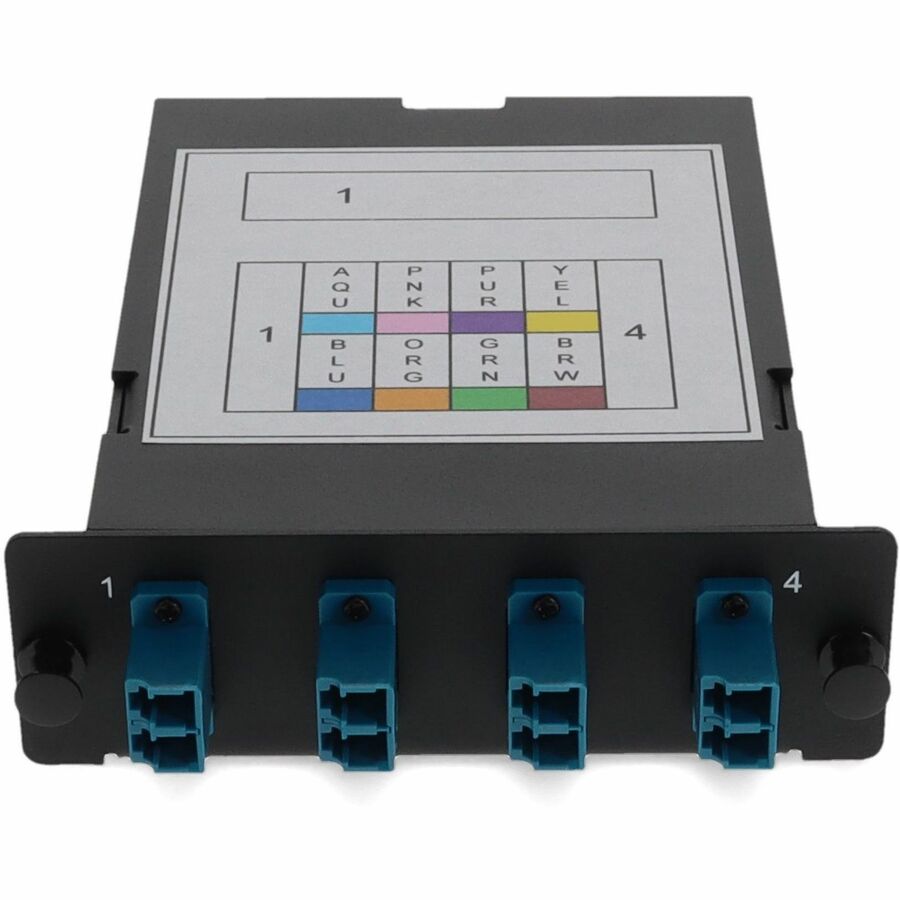 AddOn 4-Bay Cassette 12-Fiber MPO In, 4 LC Duplex Out, Single-mode Duplex OS2