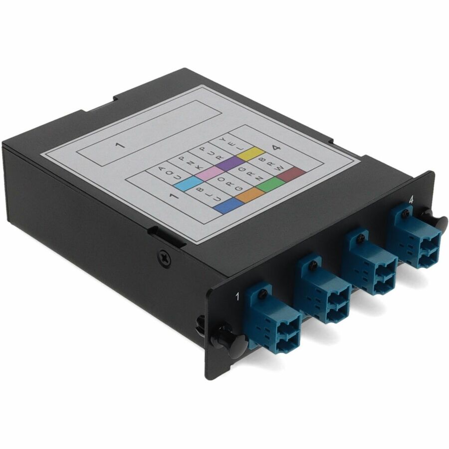 AddOn 4-Bay Cassette 12-Fiber MPO In, 4 LC Duplex Out, Single-mode Duplex OS2