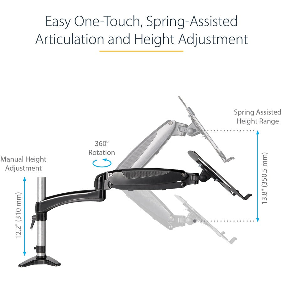 StarTech.com Desk Mount Laptop Arm, Full Motion Articulating Arm/Stand for Laptop or 34" (17.6lb/8kg) Monitor, VESA Mount Laptop Tray