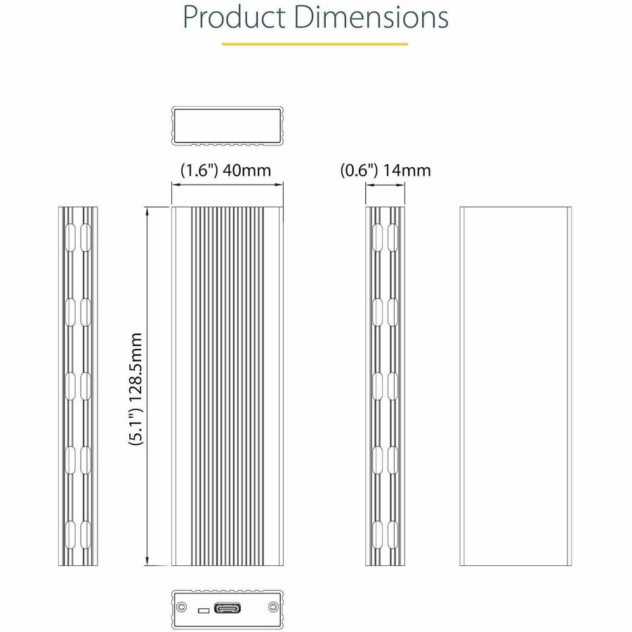 StarTech.com USB-C 10Gbps to M.2 NVMe or M.2 SATA SSD Enclosure, Portable M.2 PCIe/SATA SSD Aluminum Enclosure, USB-C & USB-A Host Cables