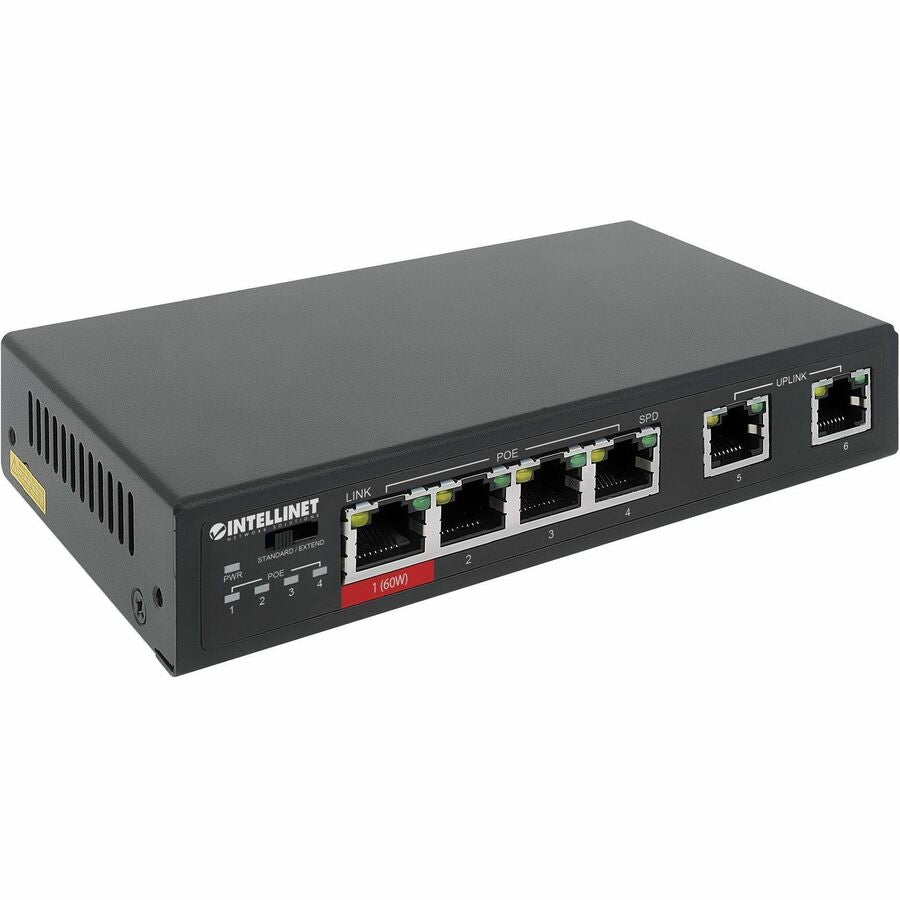 Intellinet 6-Port Fast Ethernet Switch with 4 PoE Ports (1 x High-Power PoE)