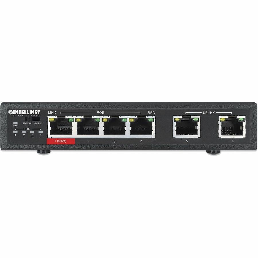 Intellinet 6-Port Fast Ethernet Switch with 4 PoE Ports (1 x High-Power PoE)