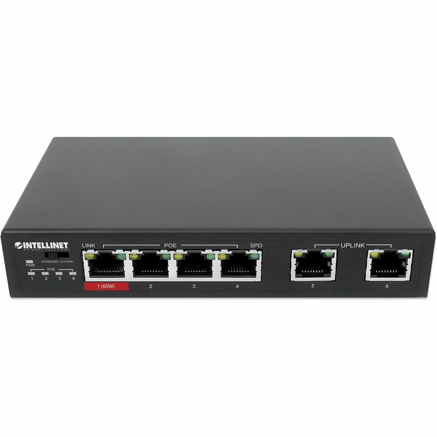 Intellinet 6-Port Fast Ethernet Switch with 4 PoE Ports (1 x High-Power PoE)