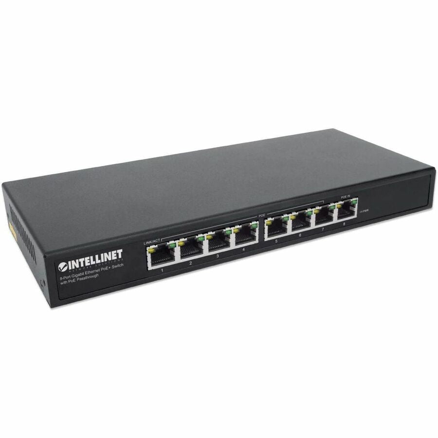 Intellinet PoE-Powered 8-Port Gigabit Ethernet PoE+ Switch with PoE Passthrough