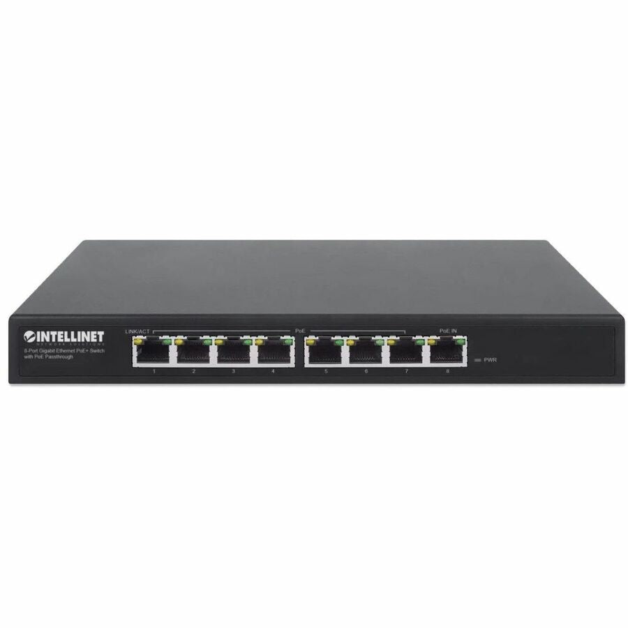 Intellinet PoE-Powered 8-Port Gigabit Ethernet PoE+ Switch with PoE Passthrough