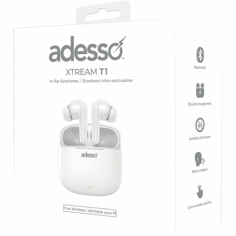 Adesso Xtream T1 Bluetooth Wireless Earbuds and Built-in Microphone