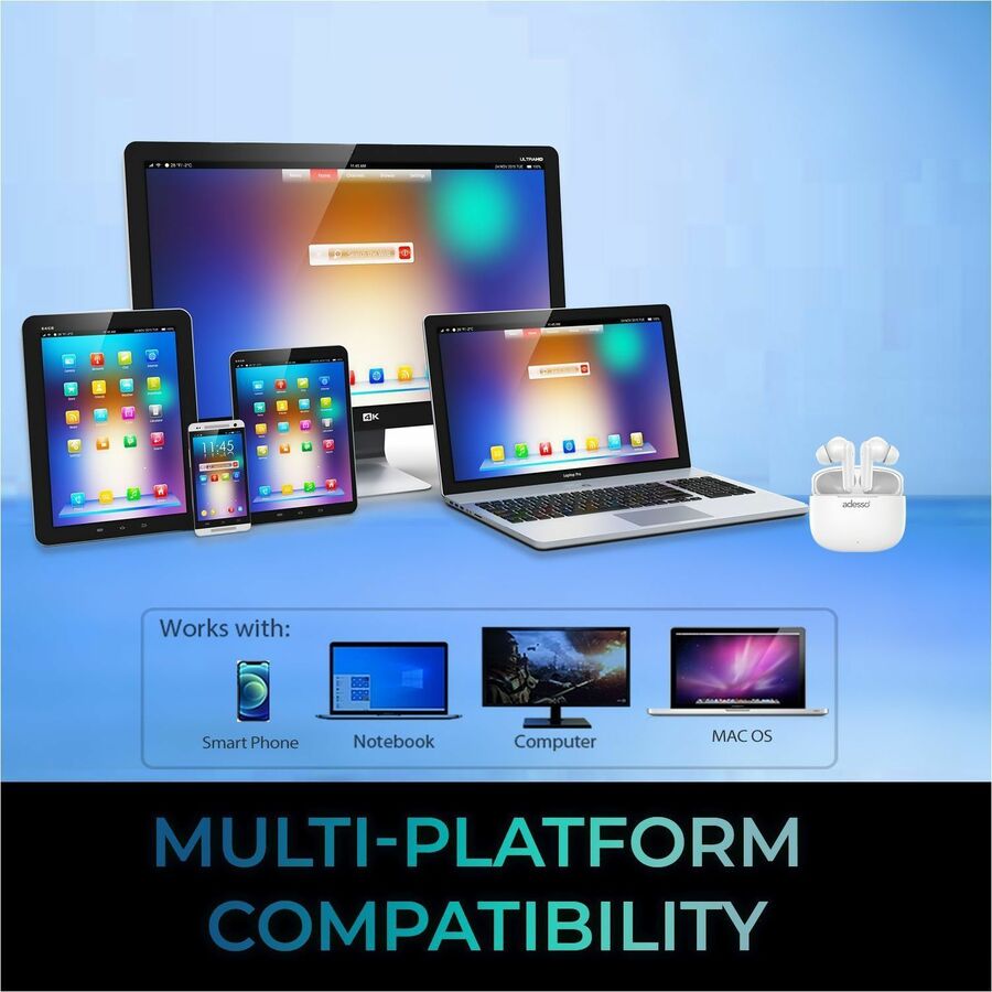 Adesso Xtream T1 Bluetooth Wireless Earbuds and Built-in Microphone