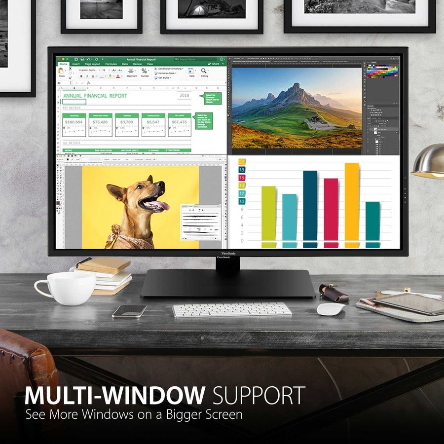 ViewSonic VX4381-4K 43 Inch Ultra HD MVA 4K Monitor Widescreen with HDR10 Support, Eye Care, HDMI, USB, DisplayPort for Home and Office