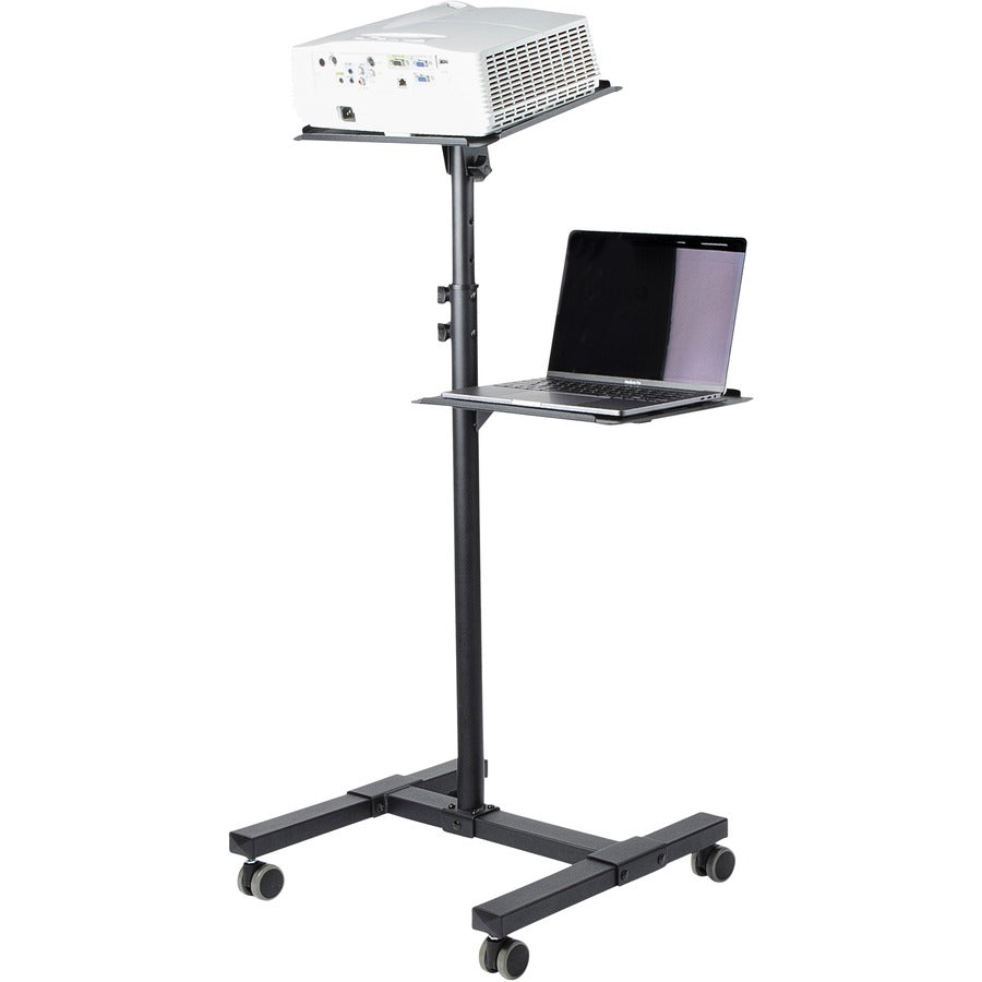 StarTech.com Mobile Projector and Laptop Stand/Cart, Heavy Duty Portable Projector Stand/Presentation Cart (22lb/shelf), Height Adjustable