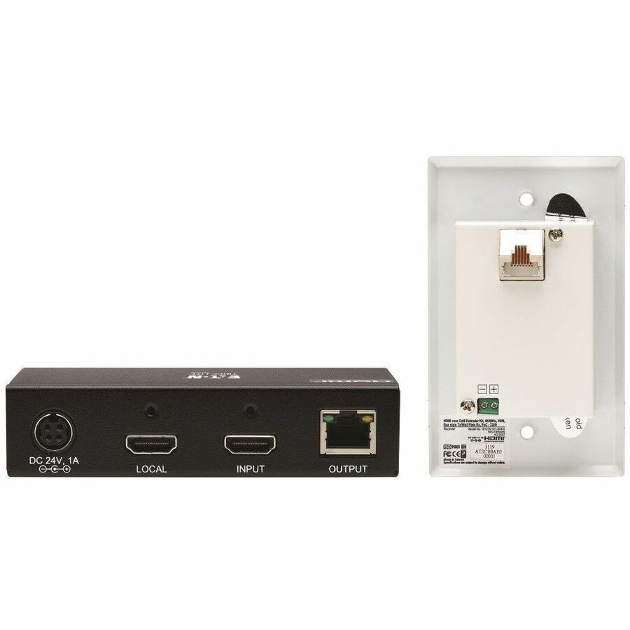 Eaton Tripp Lite Series HDMI over Cat6 Extender Kit, Box Transmitter/Wall Plate Receiver, 4K 60 Hz, 4:4:4, IR, PoC, HDR, HDCP 2.2, 230 ft., TAA