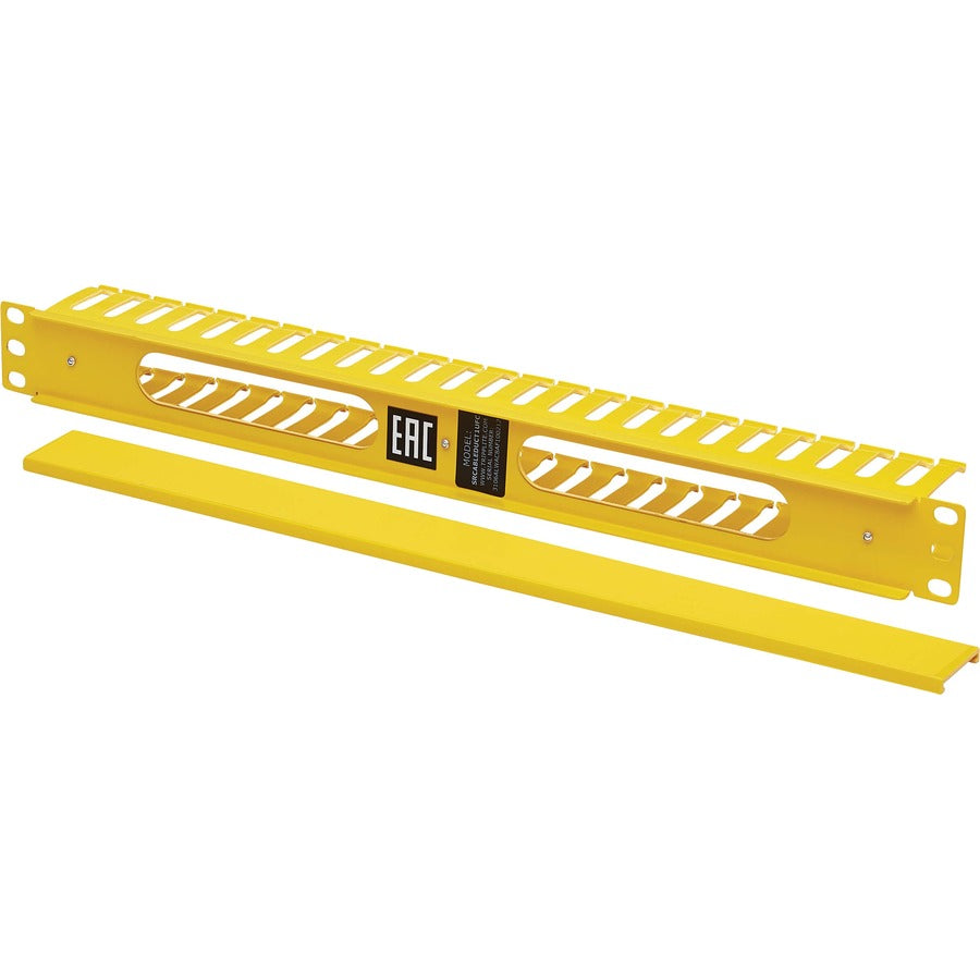 Eaton Tripp Lite Series Horizontal Cable Manager - Finger Duct with Cover, Yellow, 1U