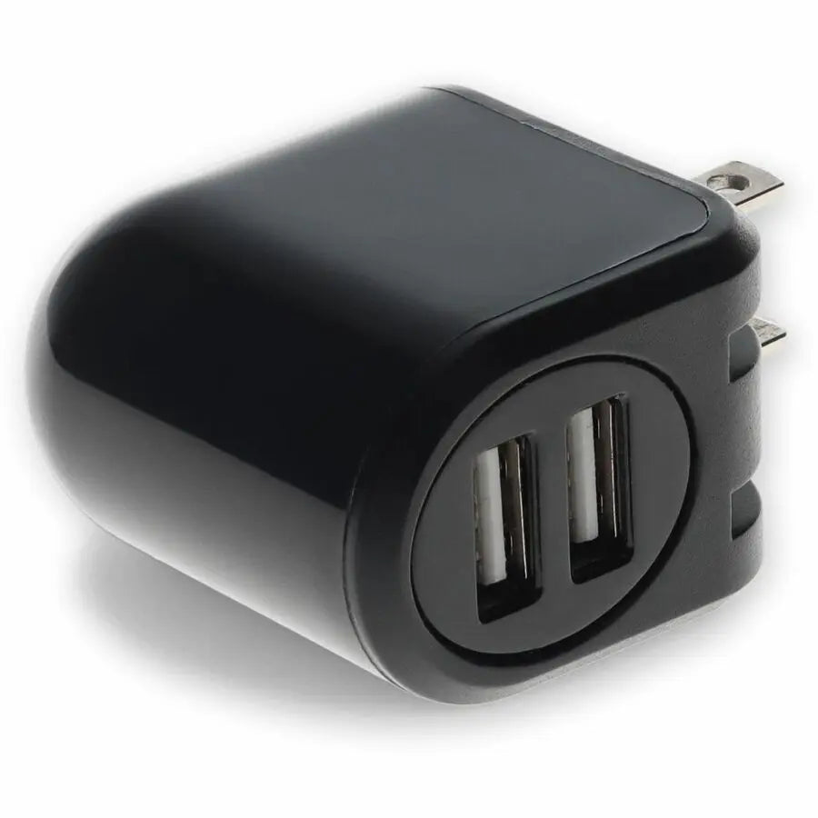 Wall Charger 2X USB-A 2.0 5V at 2.4A Single port or 5V at 1A Dual port 12W total, Black