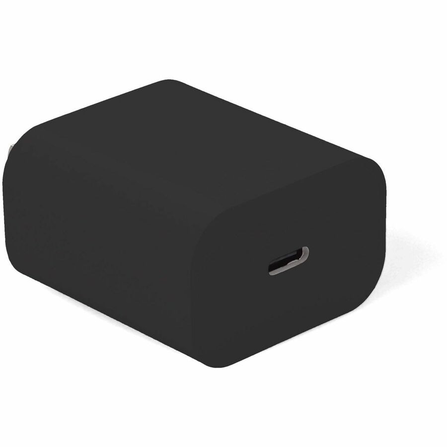 Wall Charger to 1X USB-C 3.1 5V at 3A, 9V at 2.22A, or 12V at 1.67A 20W total, Black