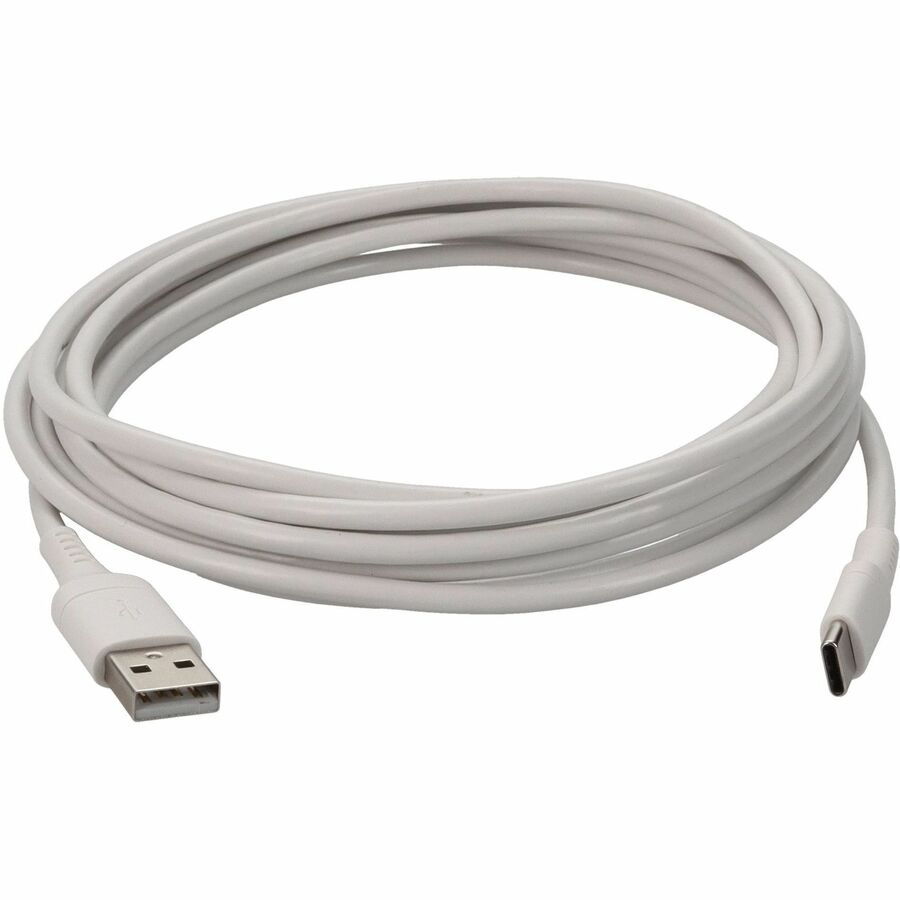 10ft (3m) USB-C Male to USB-A 2.0 Male Sync and Charge Cable White