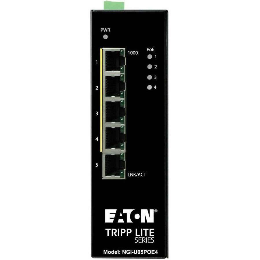 Eaton Tripp Lite Series 5-Port Unmanaged Industrial Gigabit Ethernet Switch - 10/100/1000 Mbps, PoE+ 30W, -10° to 60°C, DIN Mount, TAA