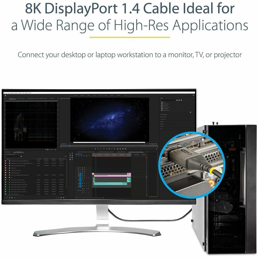 StarTech.com 13ft (4m) VESA Certified DisplayPort 1.4 Cable, 8K 60Hz HDR10, UHD 4K 120Hz Video, DP to DP Monitor Cord, DP 1.4 Cable, M/M