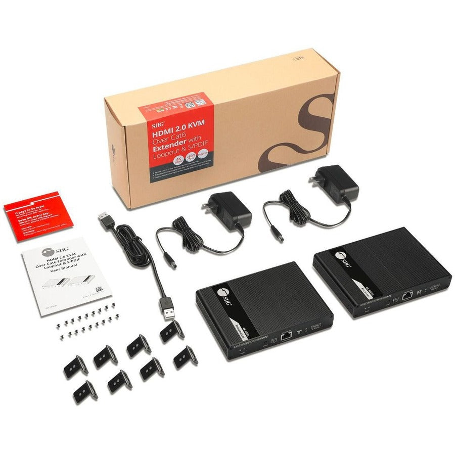 SIIG HDMI 2.0 KVM Over Cat6 Extender with Loopout & S/PDIF