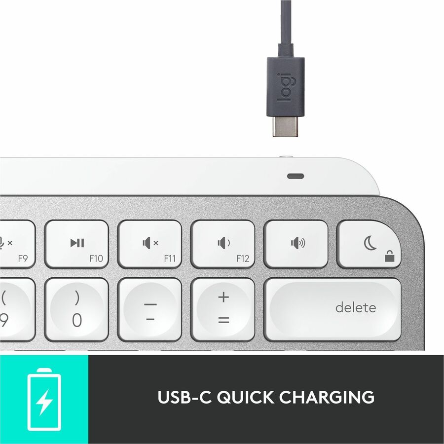 Logitech MX Keys Mini for Mac Minimalist Wireless Illuminated Keyboard, Bluetooth, Backlit Keys, USB-C, Metal Build, Pale Grey