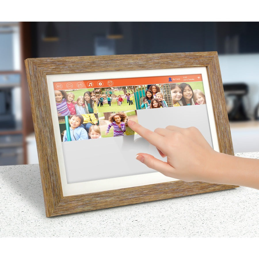 Aluratek 13.3" WiFi Touchscreen Distressed Wood Digital Photo Frame