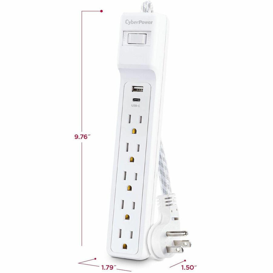 CyberPower P504UC Home Office 5 - Outlet Surge Protector with 500 J Surge Suppression