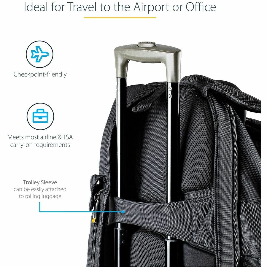 StarTech.com 17.3" Laptop Backpack w/ Removable Accessory Case, Professional IT Tech Backpack for Work/Travel/Commute, Nylon Computer Bag