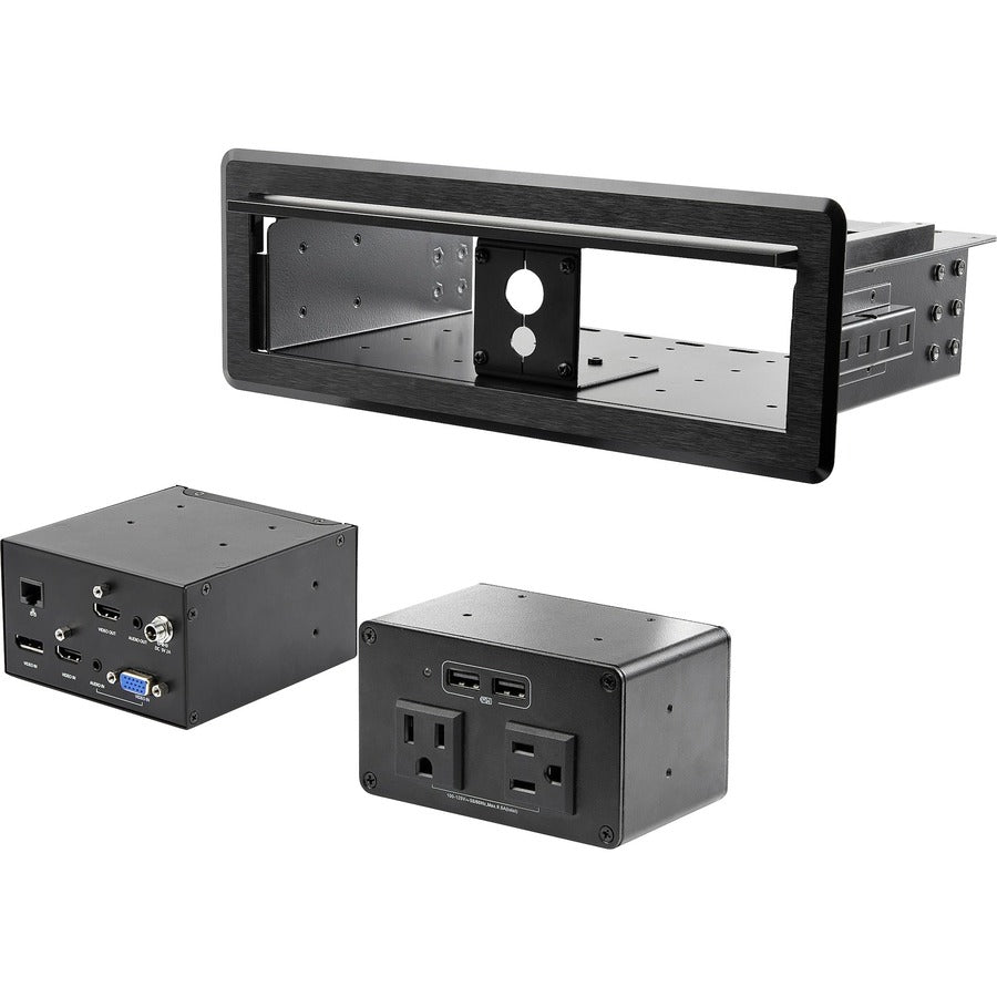 StarTech.com Conference Table Box for AV Connectivity & Charging, 4K HDMI/DP or VGA, GbE, Audio, Power Center w/ 2x USB & 2x UL AC Outlets