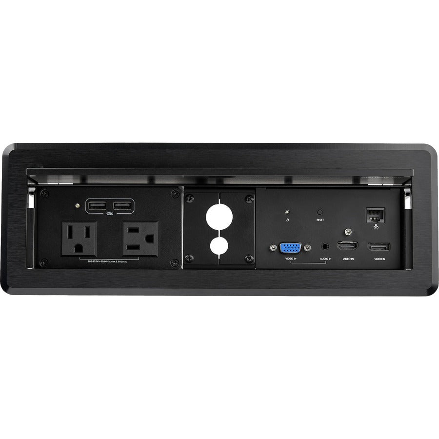 StarTech.com Conference Table Box for AV Connectivity & Charging, 4K HDMI/DP or VGA, GbE, Audio, Power Center w/ 2x USB & 2x UL AC Outlets