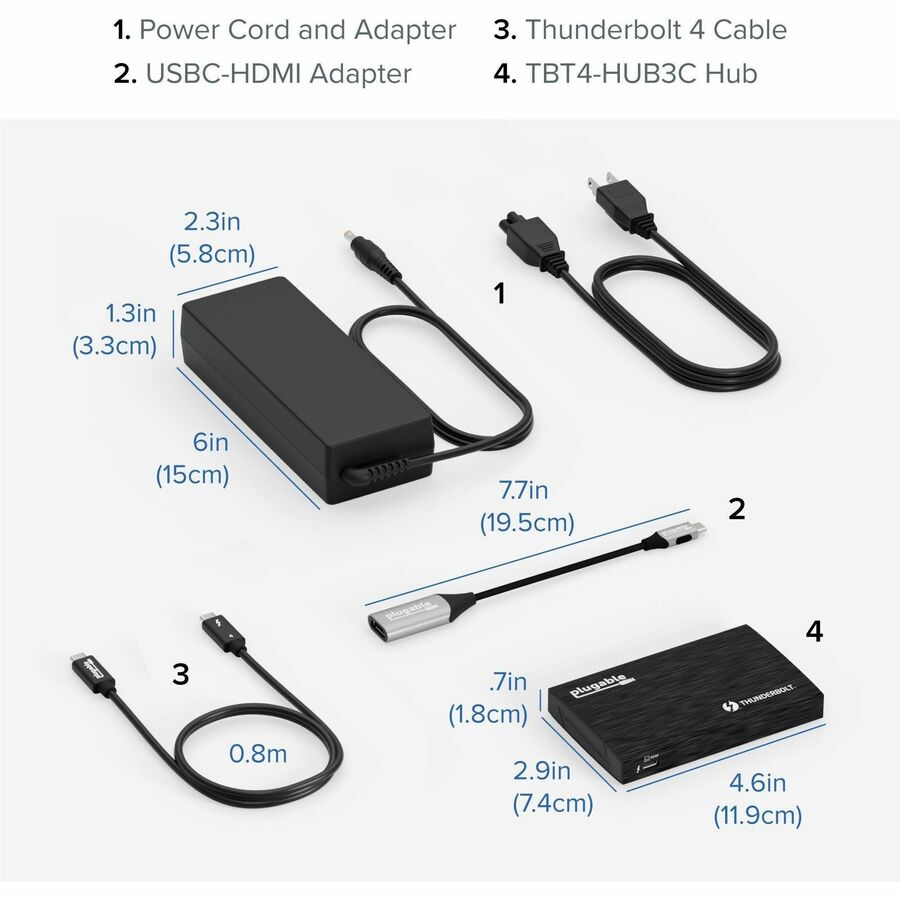 Plugable Thunderbolt 4 Hub, 4-in-1 Pure USB-C Design, Includes USB-C to 4K HDMI Adapter, Laptop Charging