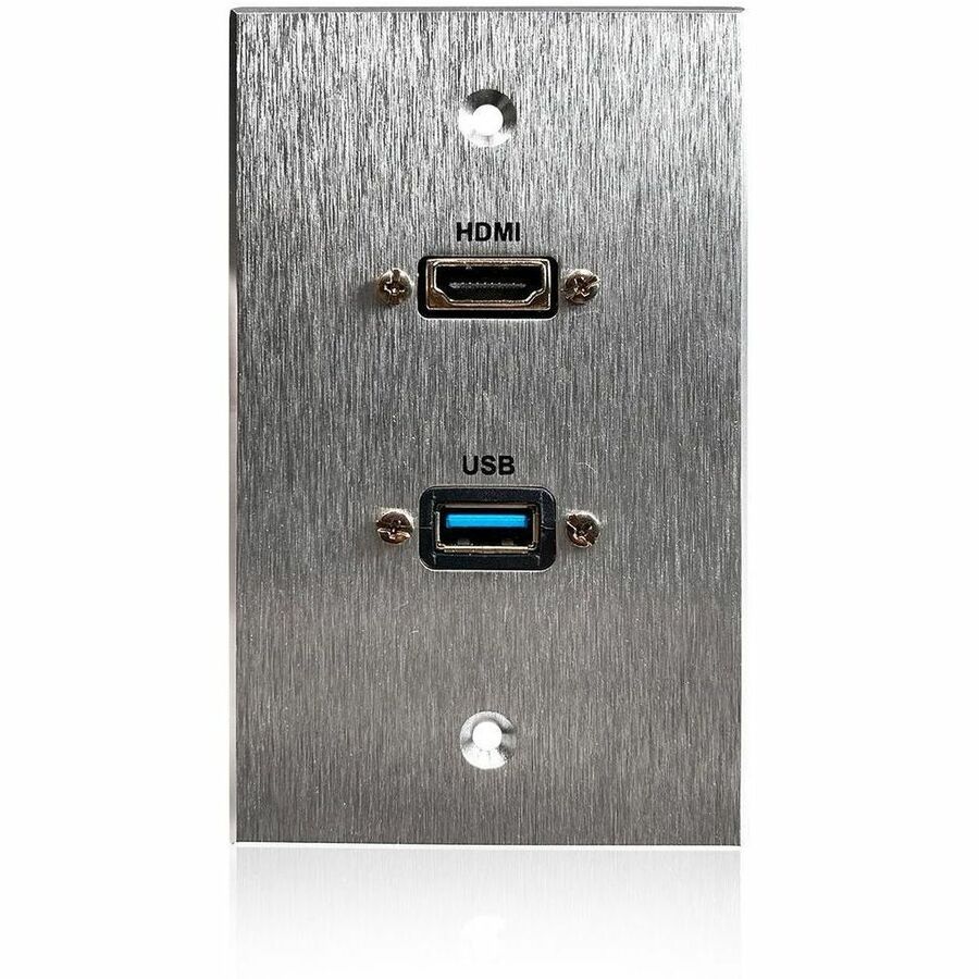 Comprehensive HDMI and USB-A 3.0 Pass-Through Single Gang Aluminum Wall Plate With Pigtail