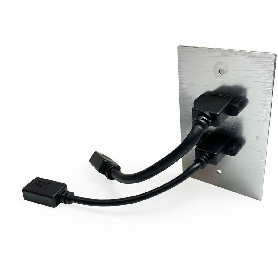 Comprehensive HDMI and USB-A 3.0 Pass-Through Single Gang Aluminum Wall Plate With Pigtail