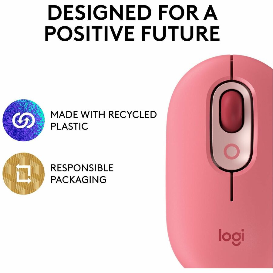 Logitech POP Mouse, Wireless Mouse with Customizable Emojis, SilentTouch Technology, Precision/Speed Scroll, Rose