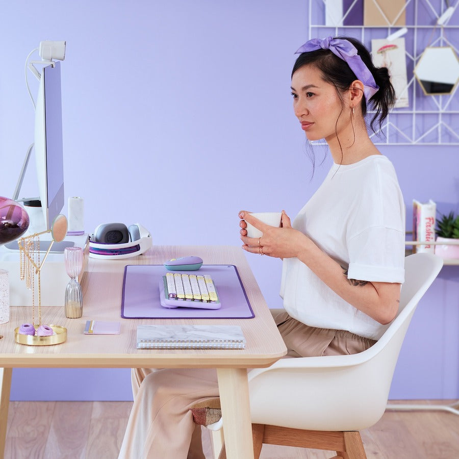 Logitech Desk Mat - Studio Series, Multifunctional Large Desk Pad, Anti-slip Base, Spill-resistant Durable Design, Lavender