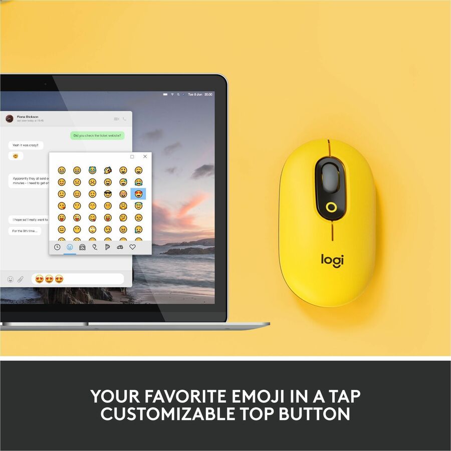 Logitech POP Mouse, Wireless Mouse with Customizable Emojis, SilentTouch Technology, Precision/Speed Scroll, Blast