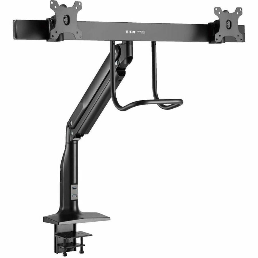 Eaton Tripp Lite Series Safe-IT Precision-Placement Dual-Display Desk Clamp or Grommet with Antimicrobial Tape for 17" to 35" Displays, USB Ports