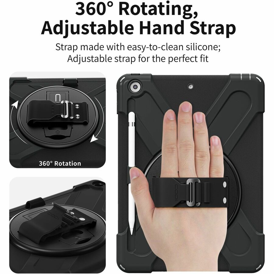 CODi Rugged Carrying Case for 10.2" Apple iPad (Gen 7, 8, 9) Tablet - Black