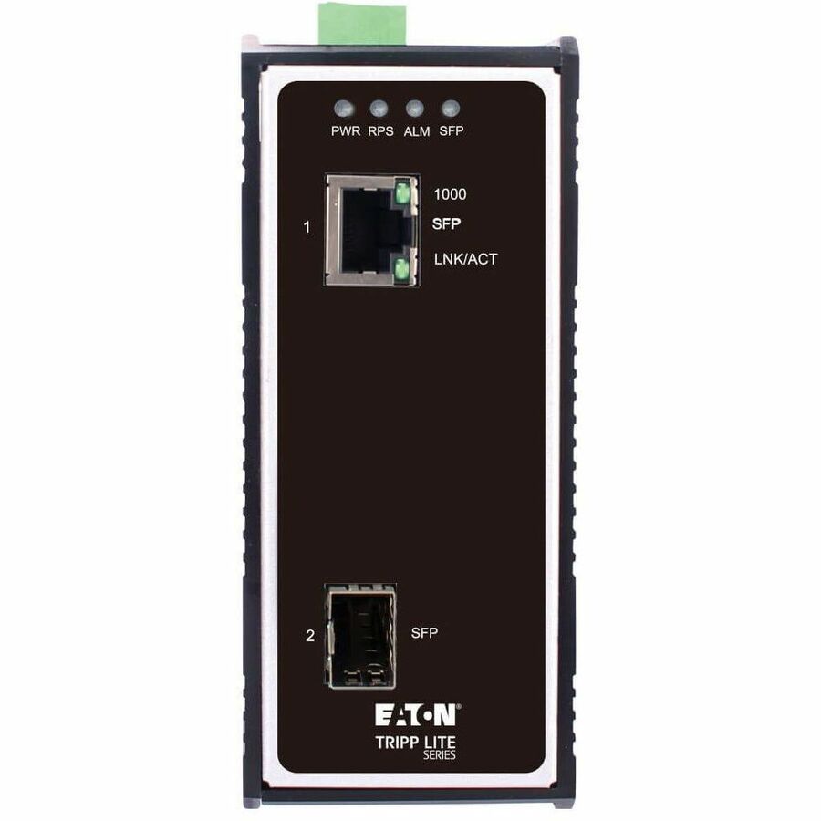 Eaton Tripp Lite Series Industrial Gigabit Fiber to Ethernet Media Converter, 10/100/1000 Mbps, RJ45/SFP, -40° to 75°C, DC Power, TAA