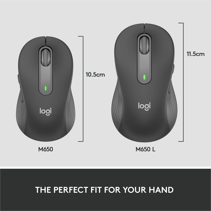 Logitech Signature M650 L for Business Wireless Mouse, For Large Sized Hands, Logi Bolt, Bluetooth, Graphite