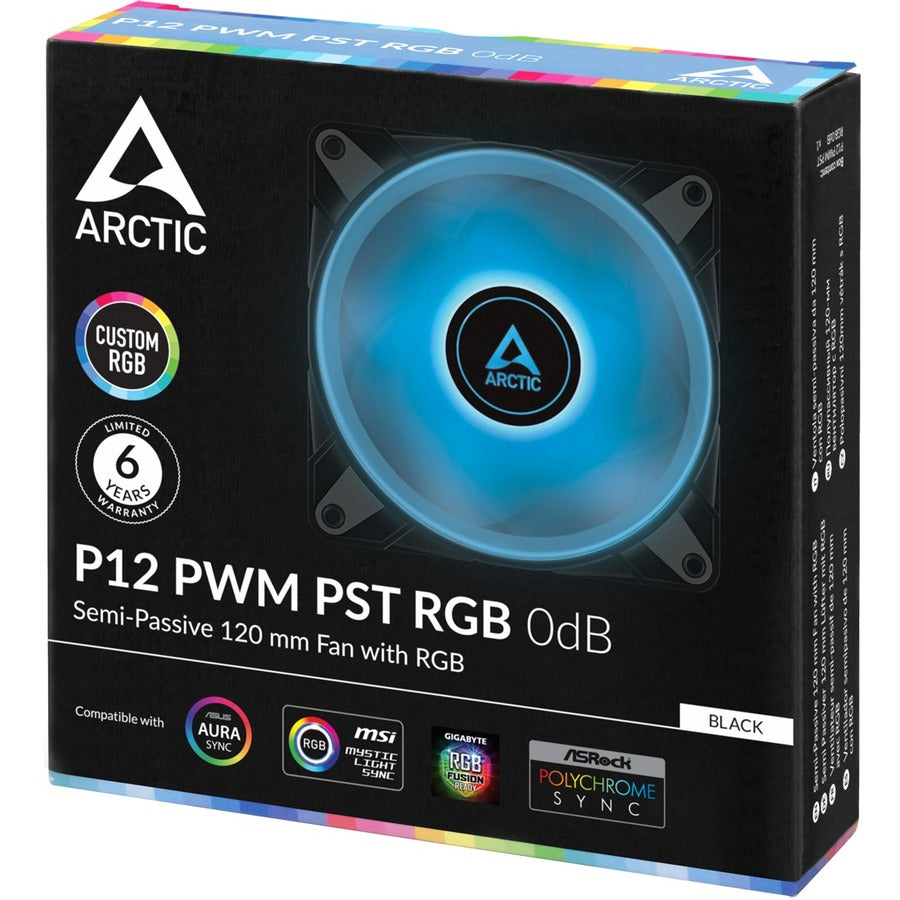 Arctic P12 PWM PST RGB 0dB Semi-Passive 120 mm Case Fan with RGB - 1 Pack