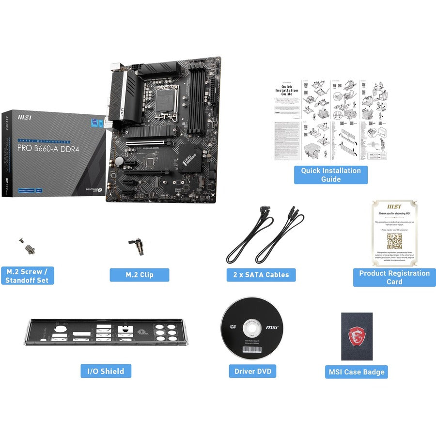 MSI B660-A DDR4 Desktop Motherboard - Intel B660 Chipset - Socket LGA-1700 - Intel Optane Memory Ready - ATX