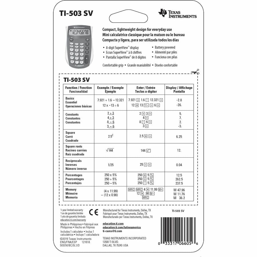 Texas Instruments TI-503 SV Simple Calculator