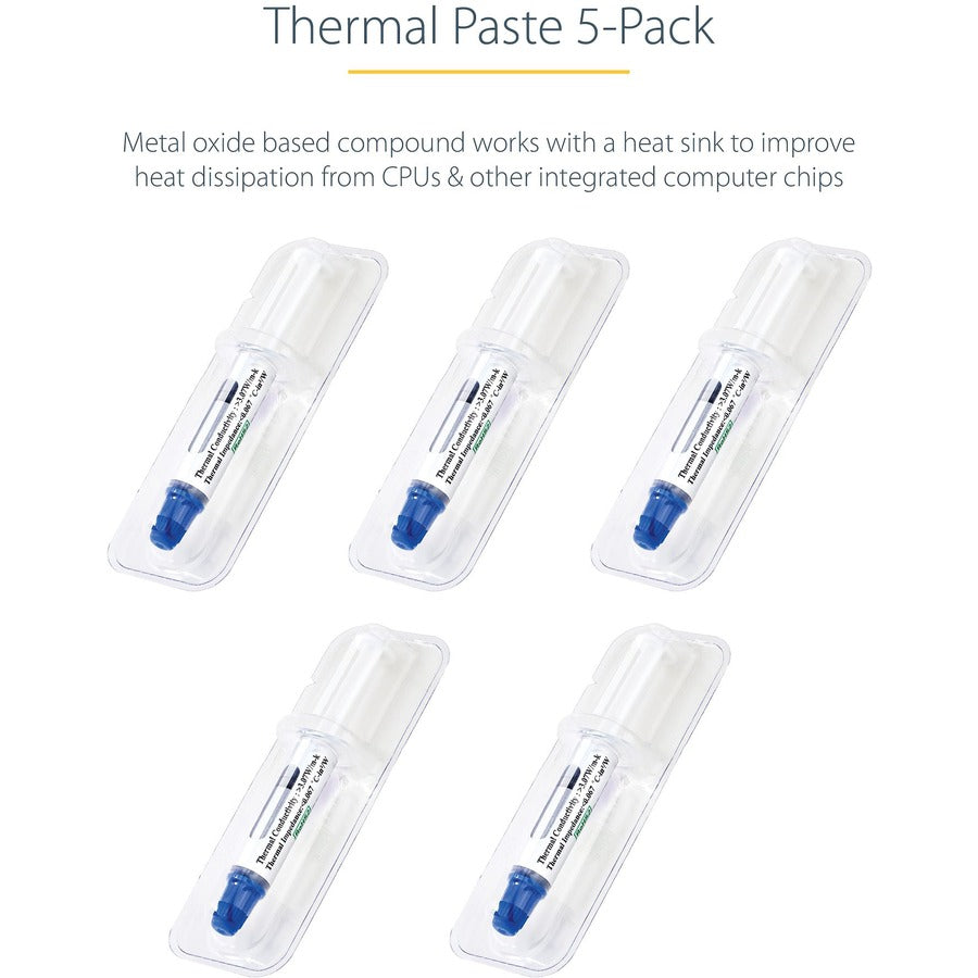 StarTech.com Thermal Paste, Pack of 5 Syringes (1.5g/ea), Metal Oxide Heat Sink Compound, CPU Paste