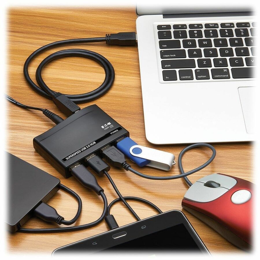 Eaton Tripp Lite Series 4-Port USB-A Mini Hub - USB 3.x (5Gbps), International Plug Adapters