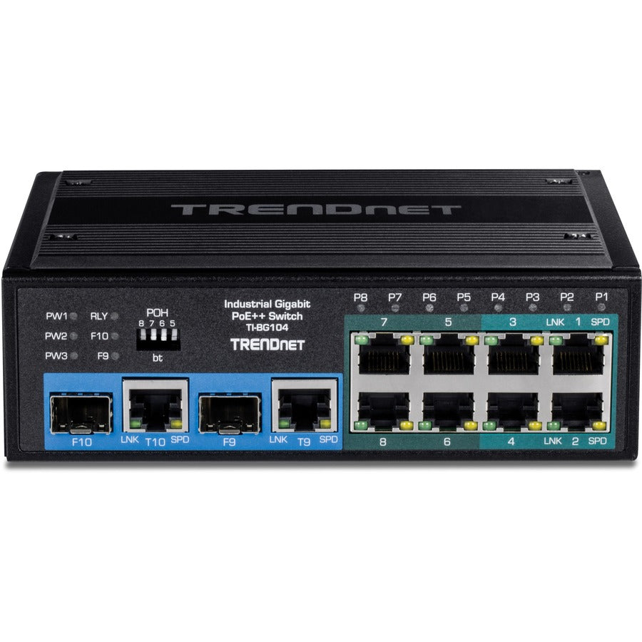 10 Port Industrial PoE DIN Rai