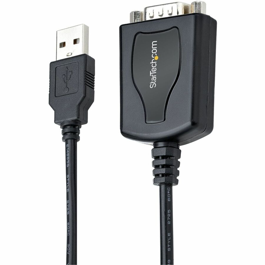 StarTech.com 3ft (1m) USB to Serial Cable with COM Port Retention, DB9 Male RS232 to USB Converter, USB to Serial Adapter, Prolific IC