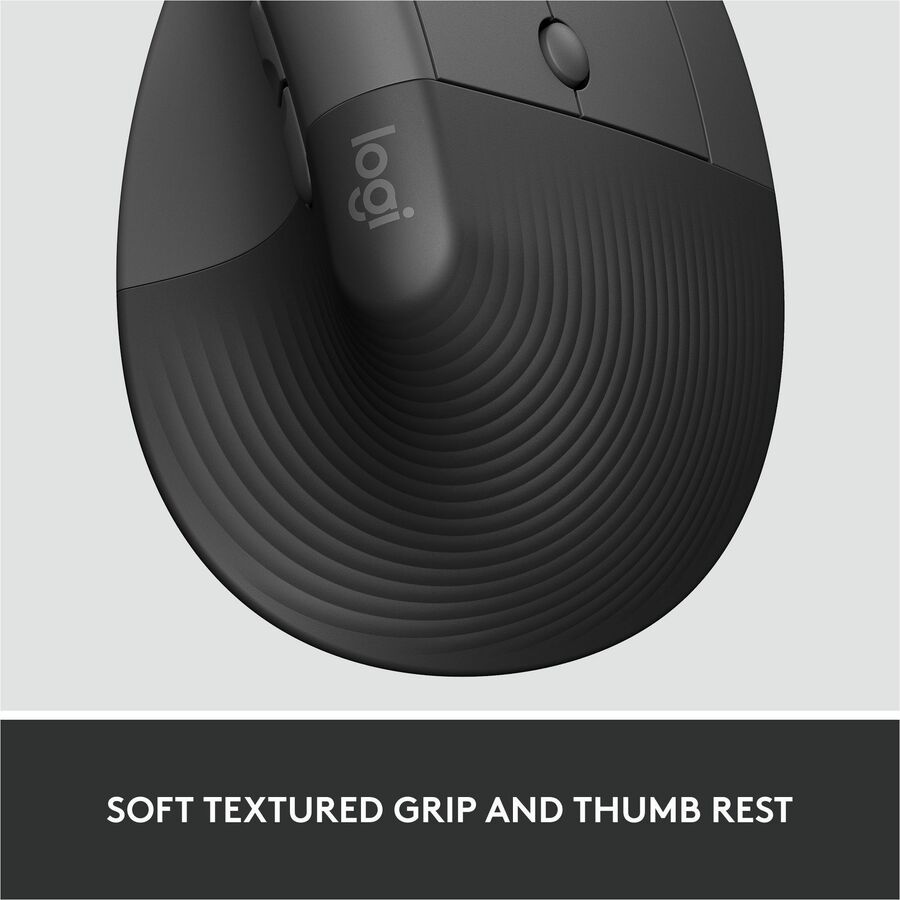 Logitech Lift for Business, Vertical Ergonomic Mouse, Wireless, Bluetooth, Logi Bolt USB, Quiet clicks, Graphite